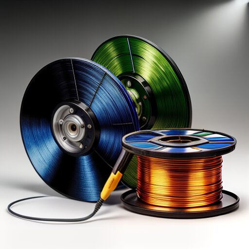 Coloured Wires of Green Blue and Gold